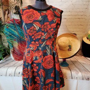 London Times A-Line Roses Dress -12